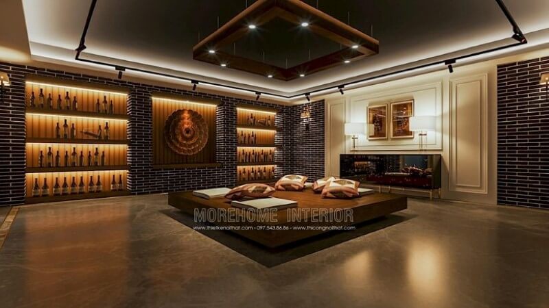 Tại Hải Phòng, một mẫu thiết kế trang trí nội thất cao cấp được áp dụng cho tầng hầm của biệt thự.